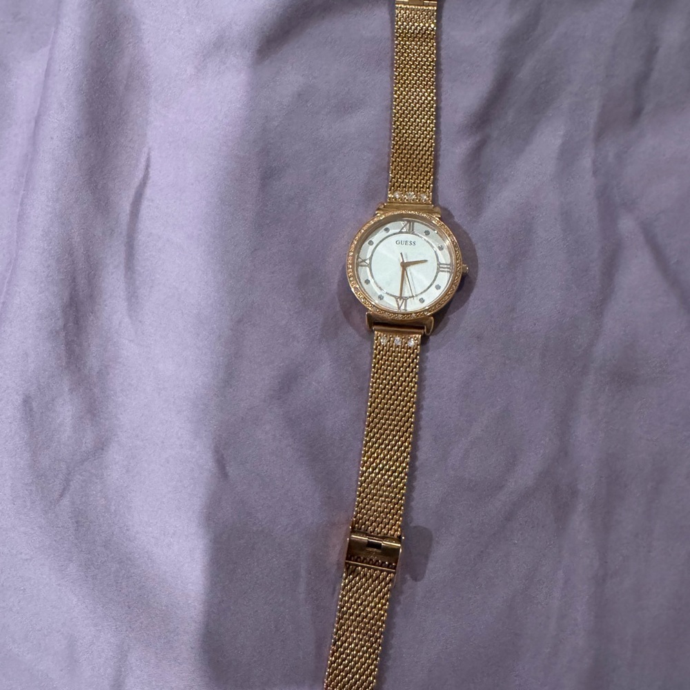 Guess Gold-Tone Mesh Band Watch